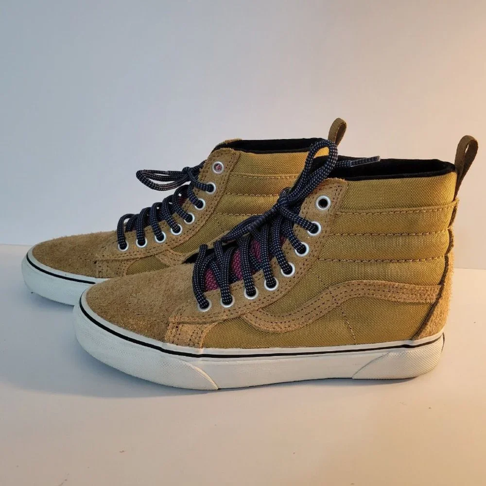 VANS‎ Sk8 Men 5 Women 6.5 Tan Brown Suede High Top Skate Shoes Sneakers VGC